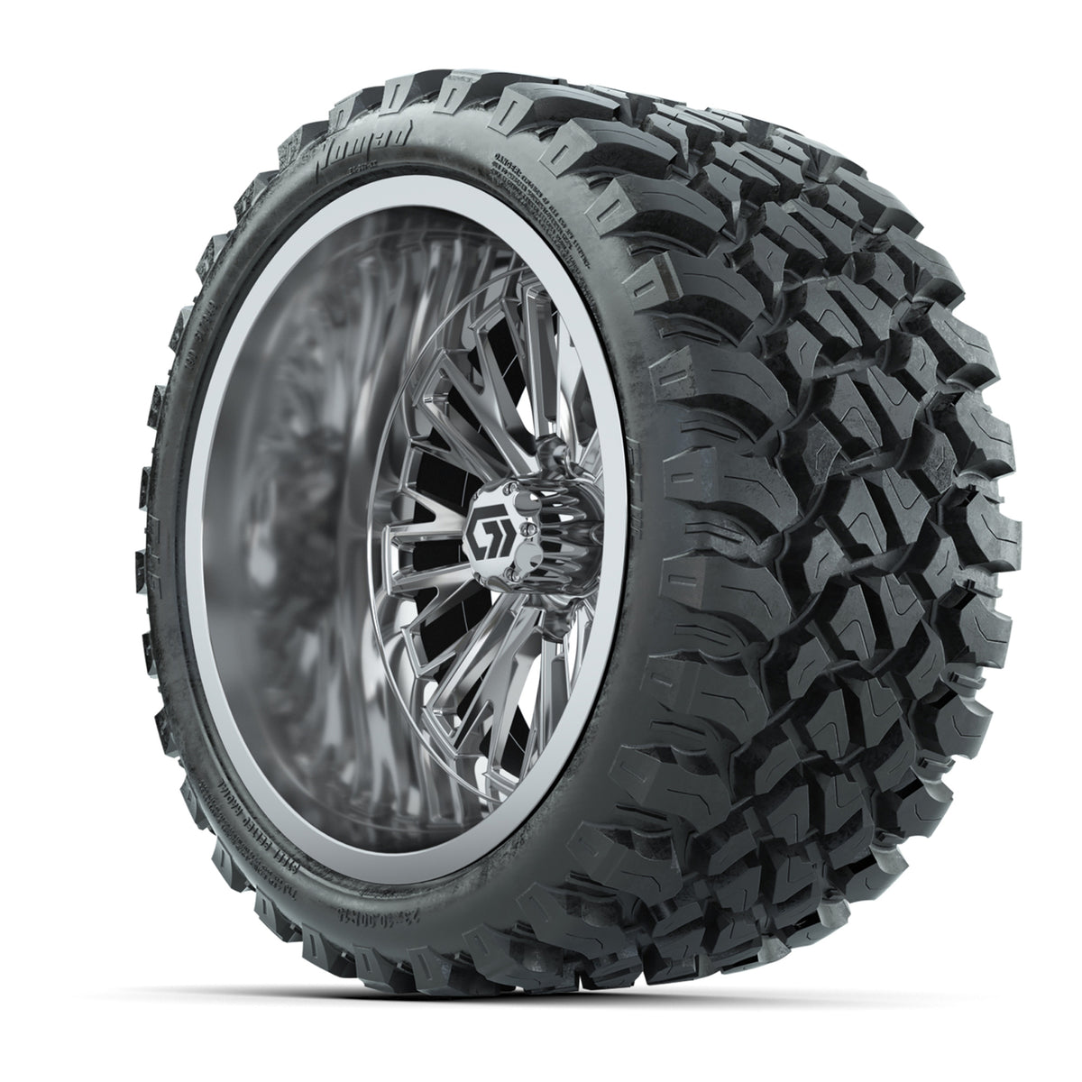 GTW® Viper Chrome 15" Wheels with 23X10-R15 Nomad Steel Belted Radial A/T Tires - Full Set