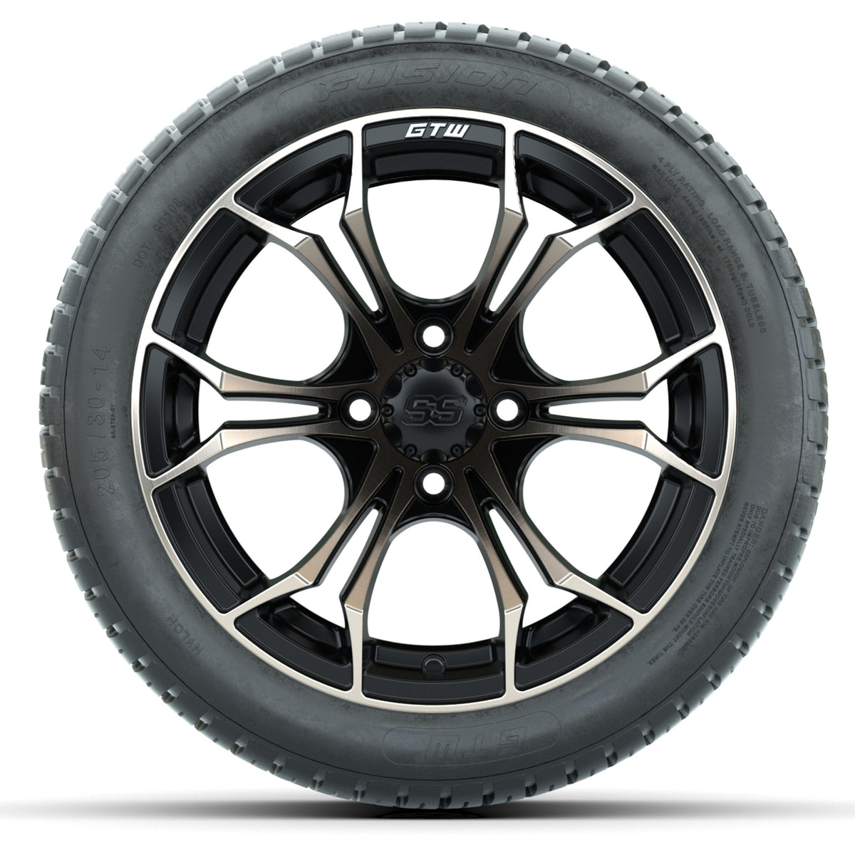 GTW Spyder Bronze/Matte Black 14" Wheels with 205/30-14 Fusion Street Tires Full Set