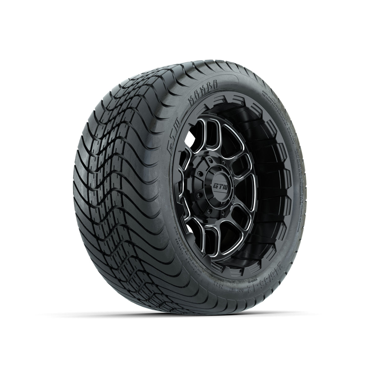 Set of (4) 12" GTW® Titan Machined & Black Wheels with 215/35-12 Mamba Street Tires