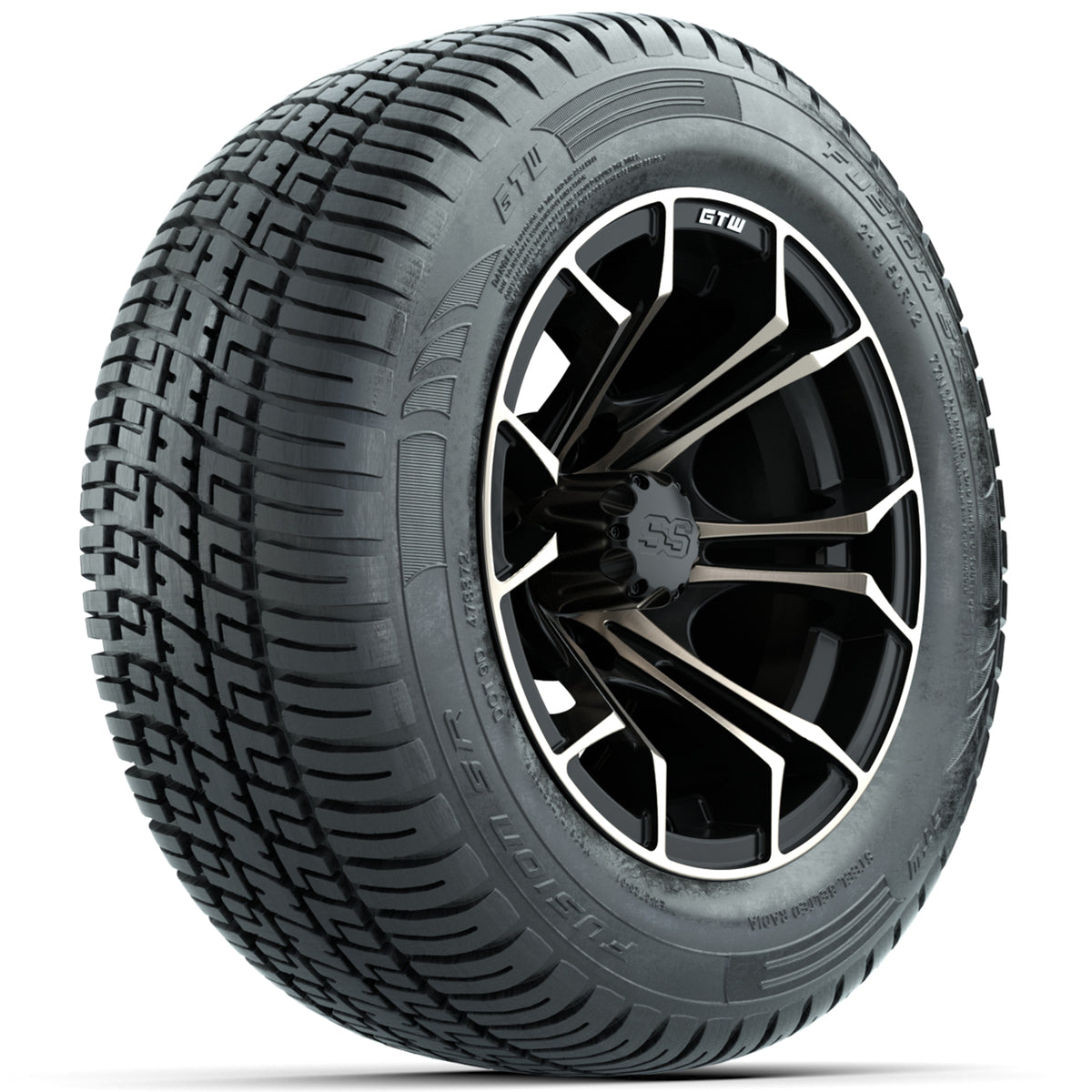 Set of (4) 12" GTW Spyder Wheels with 215/50-R12 Fusion S/R Street Tires