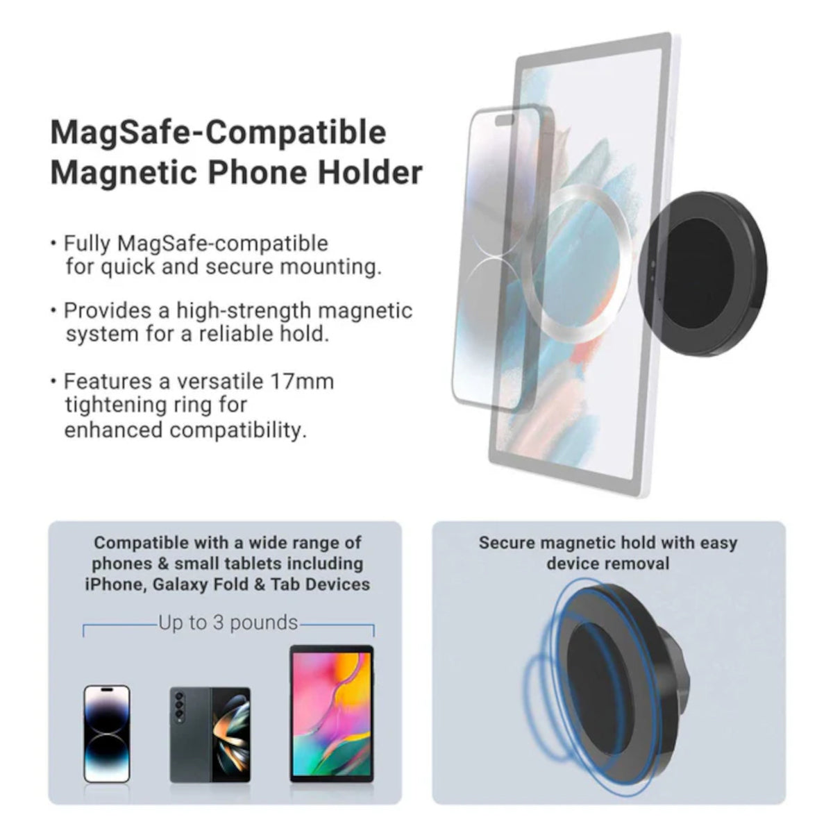CADDYBAR™ Magnetic Phone Holder Attachment | Universal Golf Cart Mount