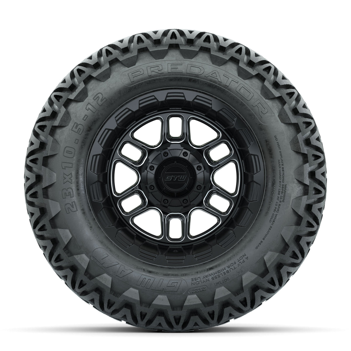 Set of (4) 12" GTW® Titan Machined & Black Wheels with 23x10.5-12 Predator All-Terrain Tires