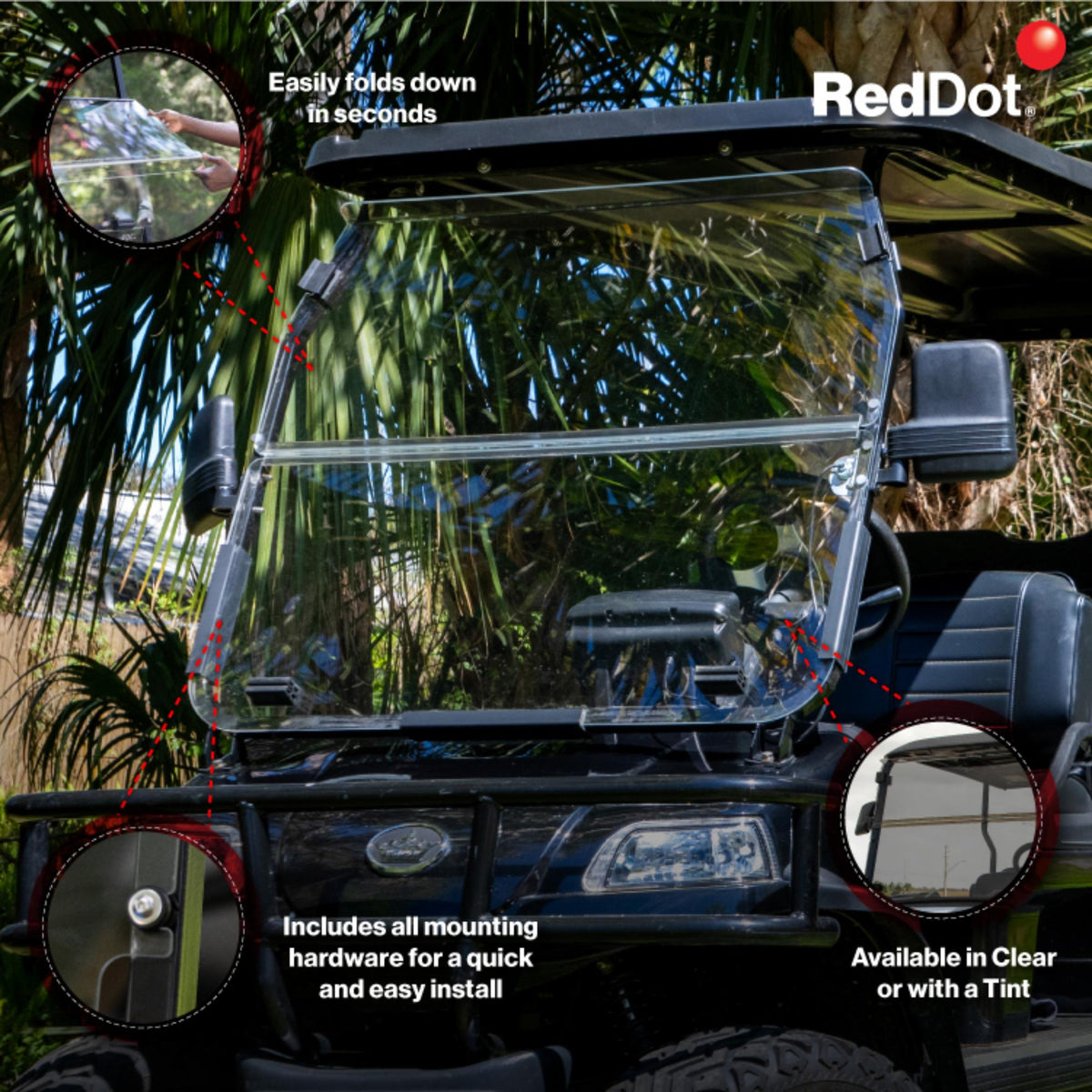 RedDot 3/16" Clear Folding Windshield for Evolution Classic & Forester