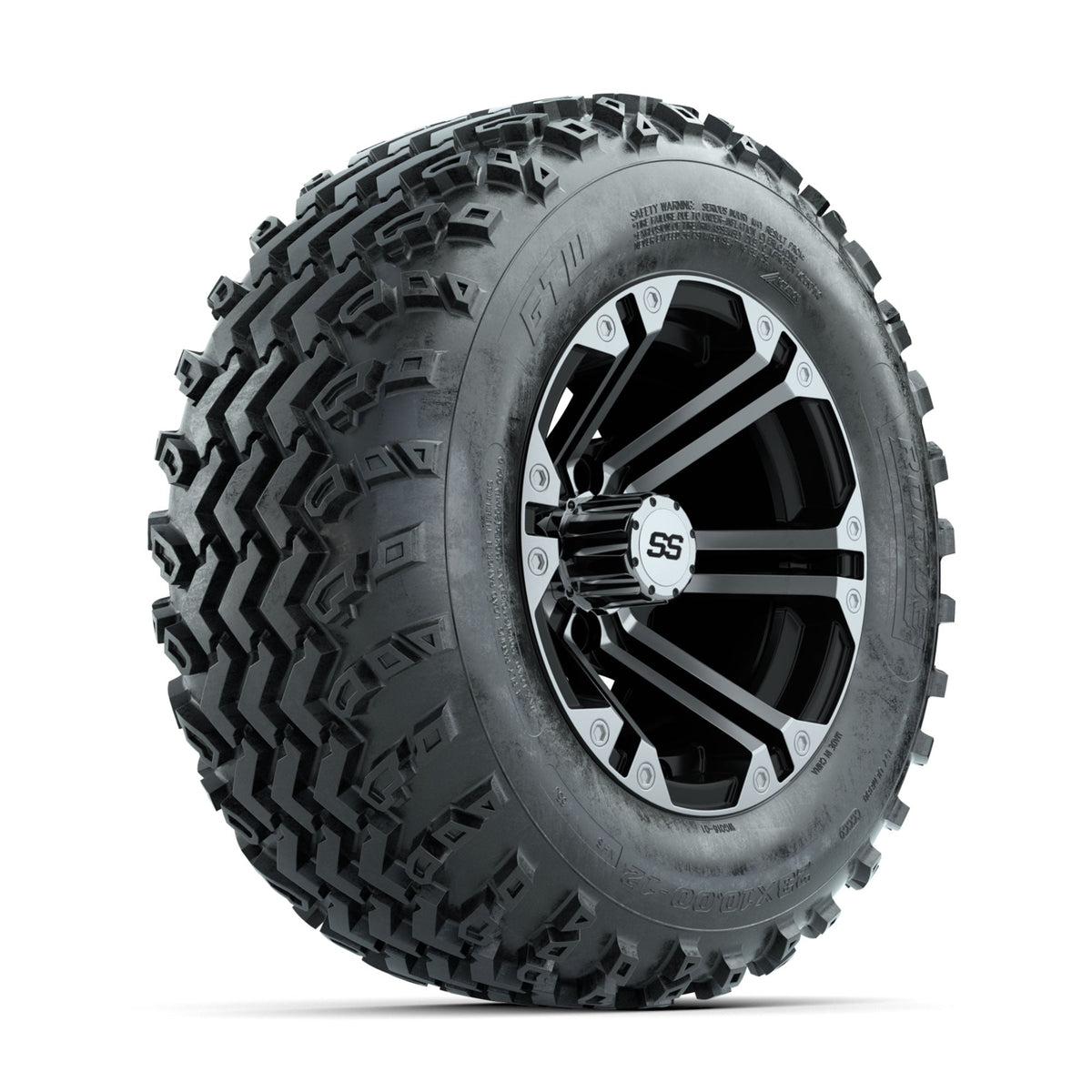 GTW Specter Machined/Black 12 in Wheels with 23x10.00-12 Rogue All Terrain Tires Full Set