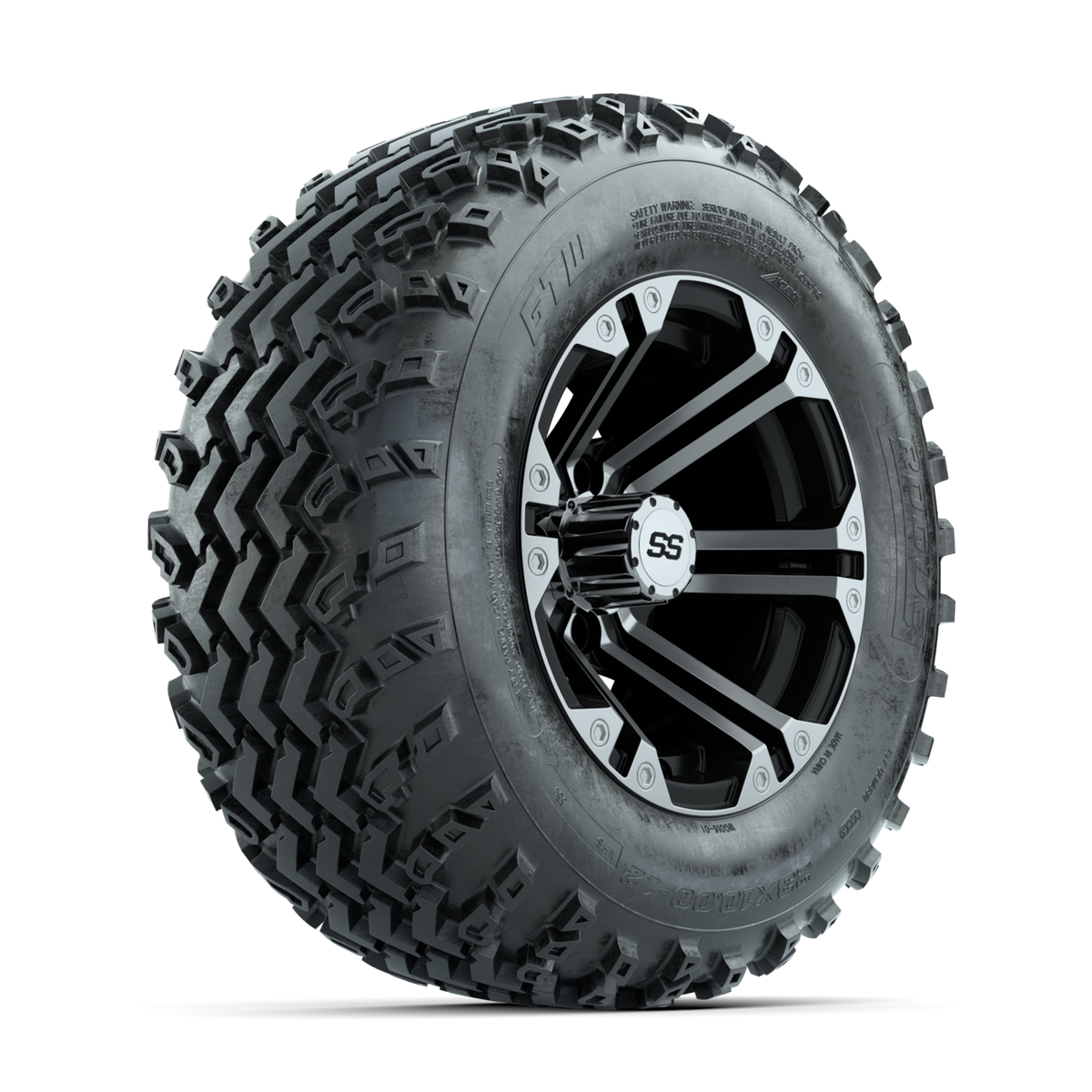 GTW Specter Machined/Black 12 in Wheels with 23x10.00-12 Rogue All Terrain Tires Full Set