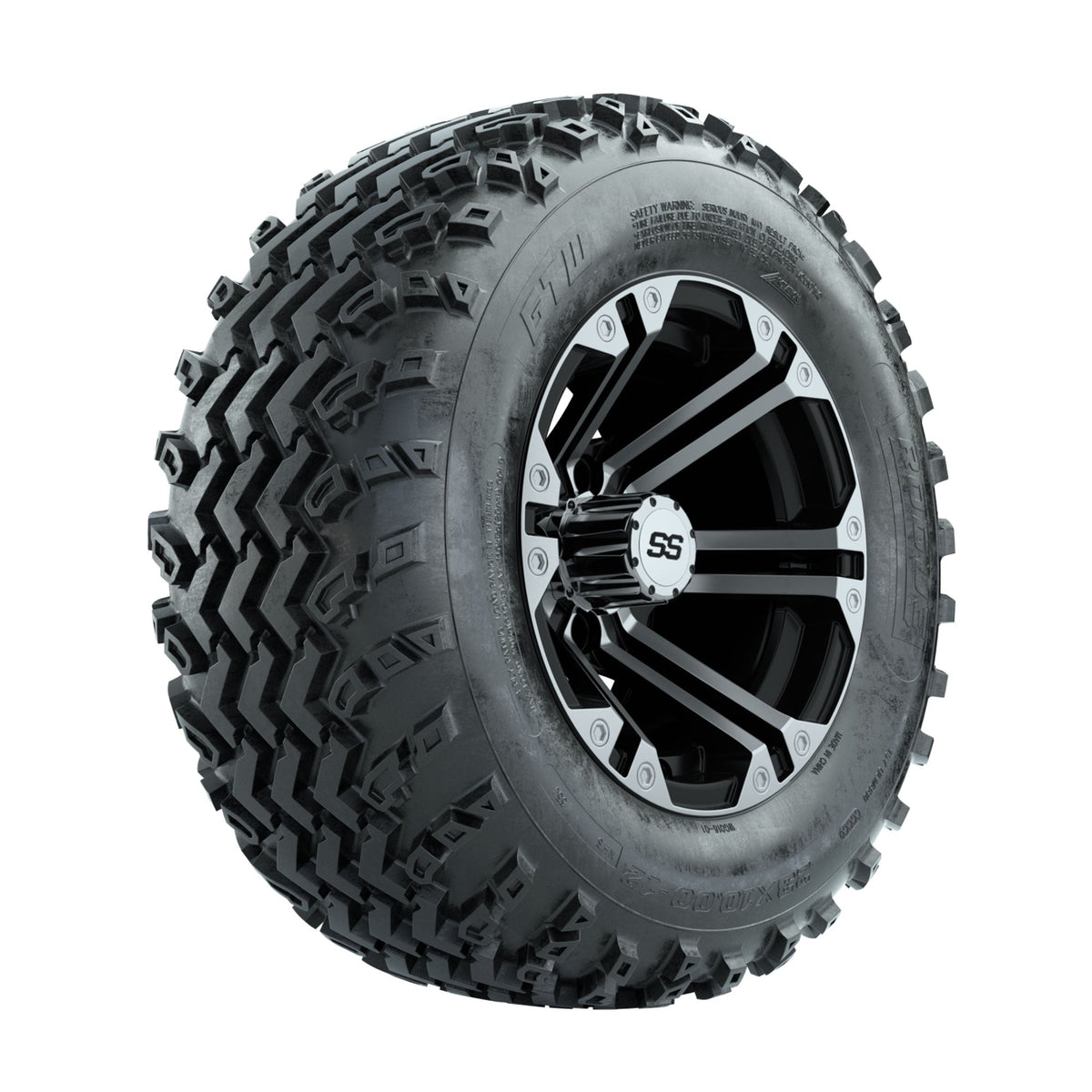 GTW Specter Machined/Black 12 in Wheels with 23x10.00-12 Rogue All Terrain Tires Full Set