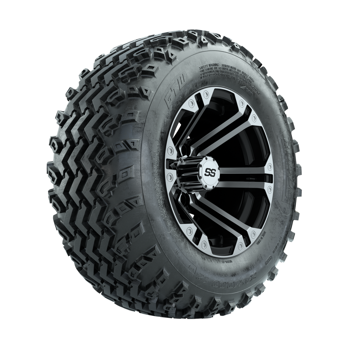 GTW Specter Machined/Black 12 in Wheels with 23x10.00-12 Rogue All Terrain Tires Full Set