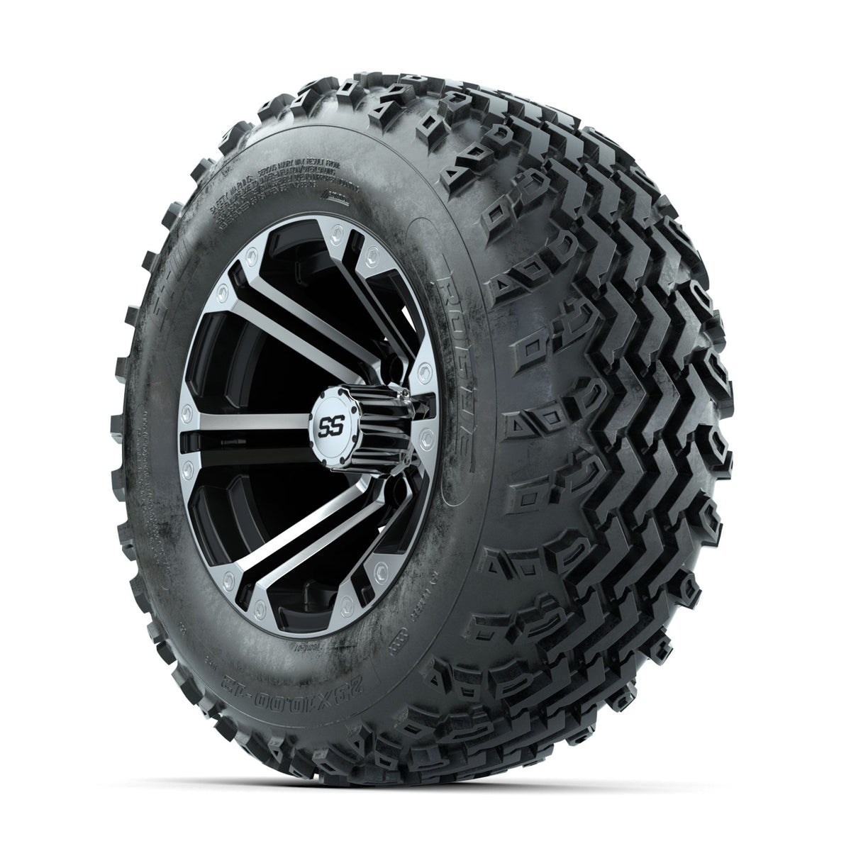 GTW Specter Machined/Black 12 in Wheels with 23x10.00-12 Rogue All Terrain Tires Full Set