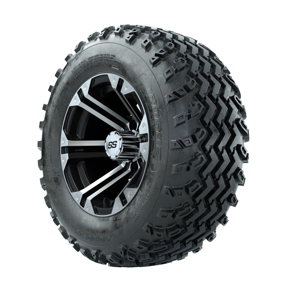 GTW Specter Machined/Black 12 in Wheels with 23x10.00-12 Rogue All Terrain Tires Full Set