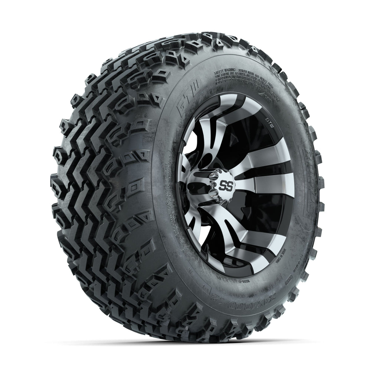 GTW Vampire Machined/Black 12 in Wheels with 23x10.00-12 Rogue All Terrain Tires Full Set