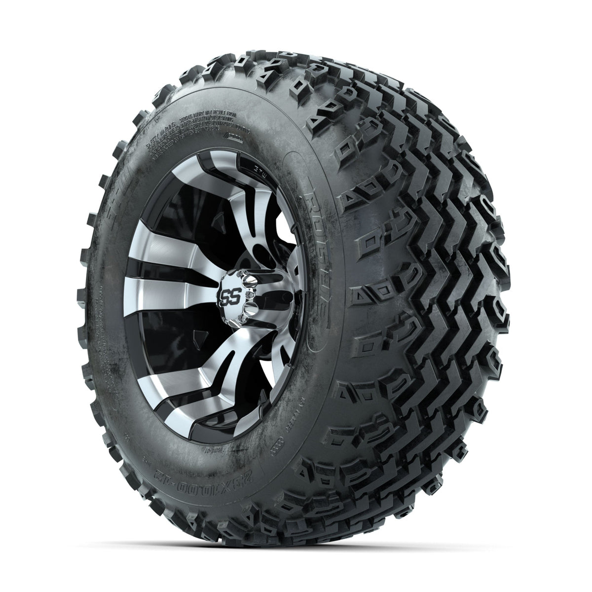 GTW Vampire Machined/Black 12 in Wheels with 23x10.00-12 Rogue All Terrain Tires Full Set