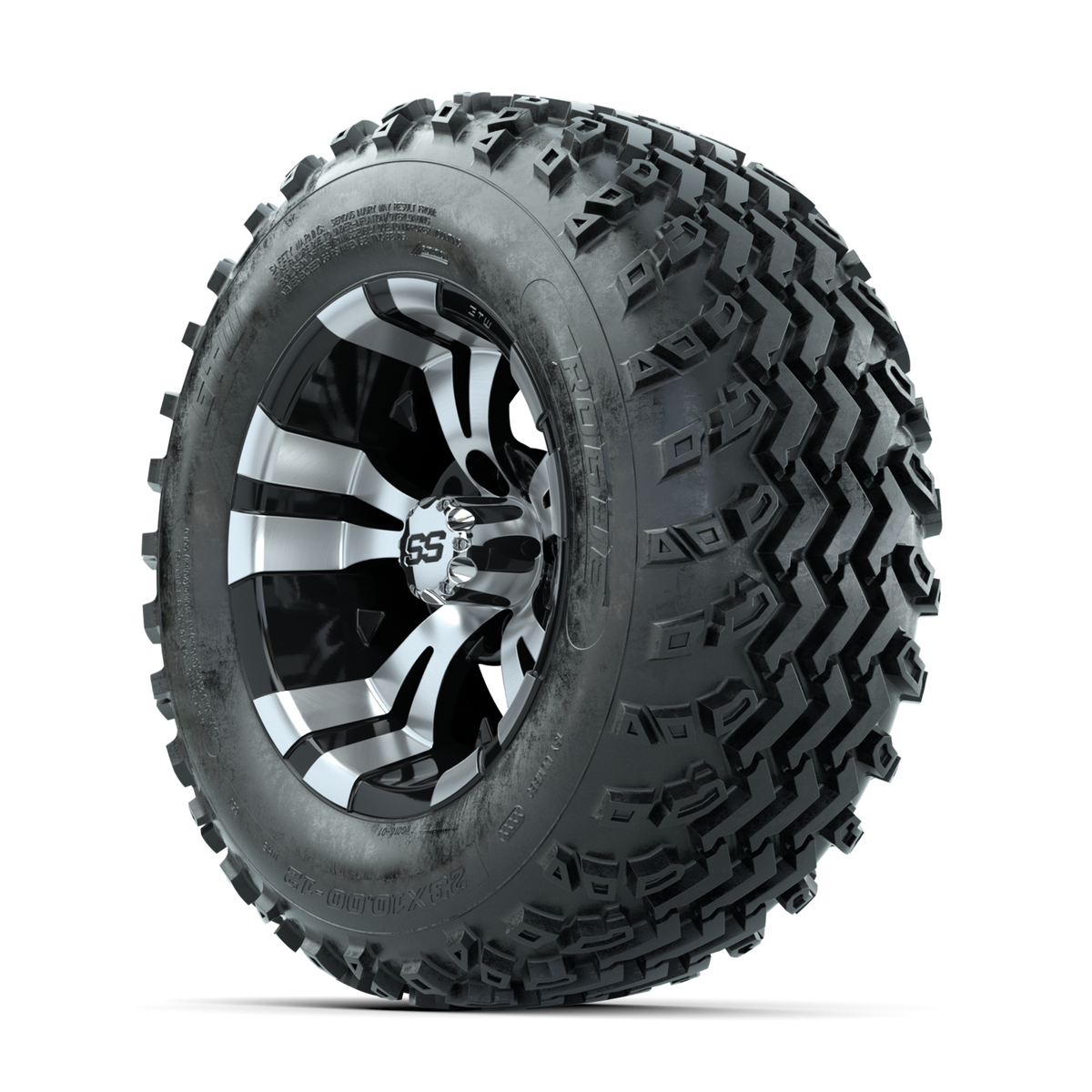 GTW Vampire Machined/Black 12 in Wheels with 23x10.00-12 Rogue All Terrain Tires Full Set