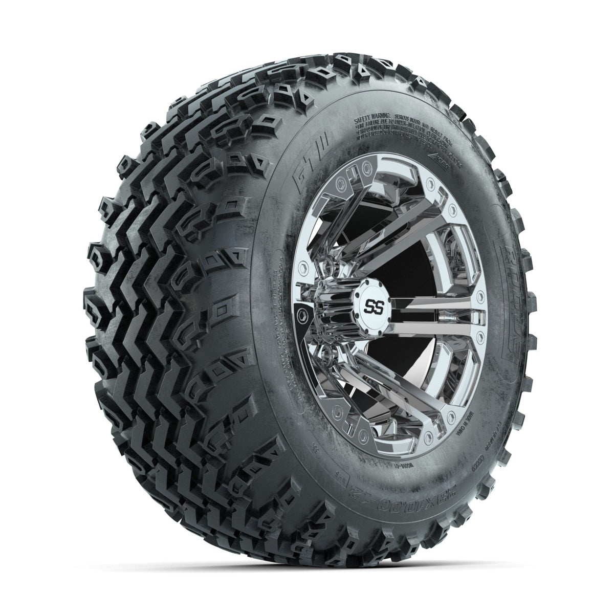 GTW Specter Chrome 12 in Wheels with 23x10.00-12 Rogue All Terrain Tires Full Set