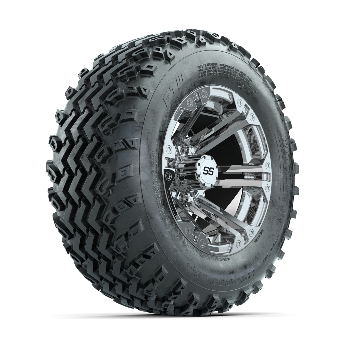 GTW Specter Chrome 12 in Wheels with 23x10.00-12 Rogue All Terrain Tires Full Set