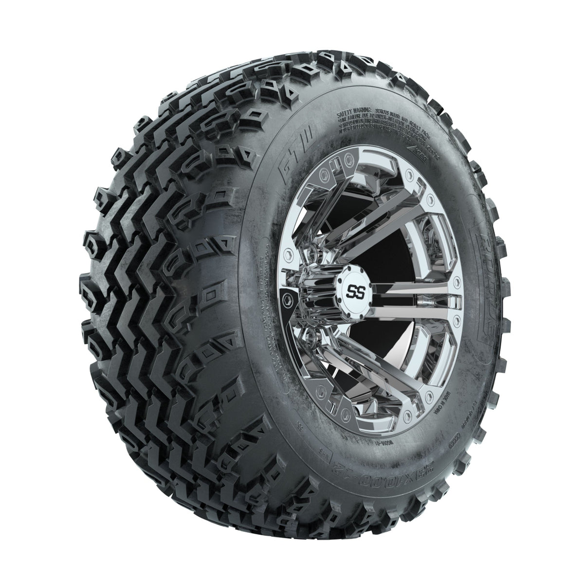 GTW Specter Chrome 12 in Wheels with 23x10.00-12 Rogue All Terrain Tires Full Set