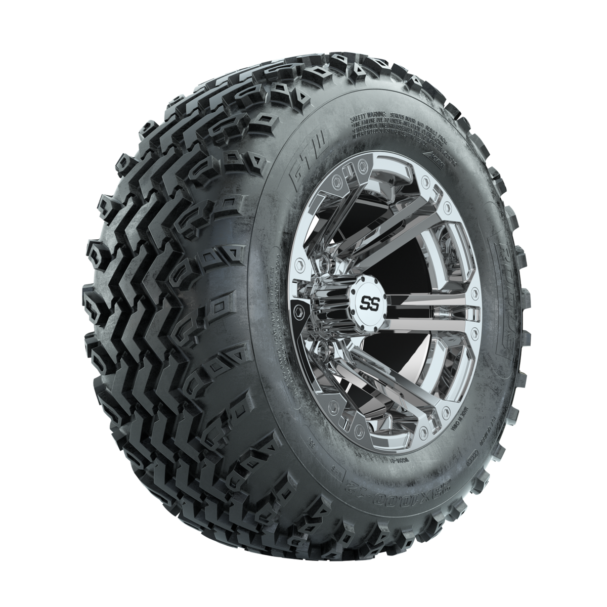 GTW Specter Chrome 12 in Wheels with 23x10.00-12 Rogue All Terrain Tires Full Set