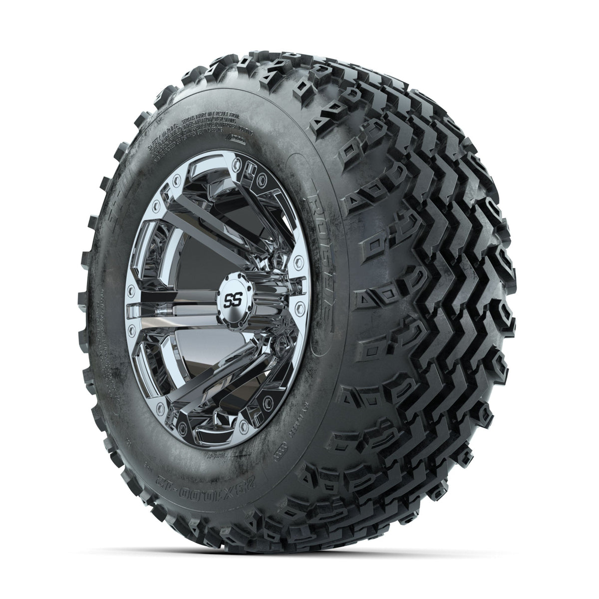 GTW Specter Chrome 12 in Wheels with 23x10.00-12 Rogue All Terrain Tires Full Set