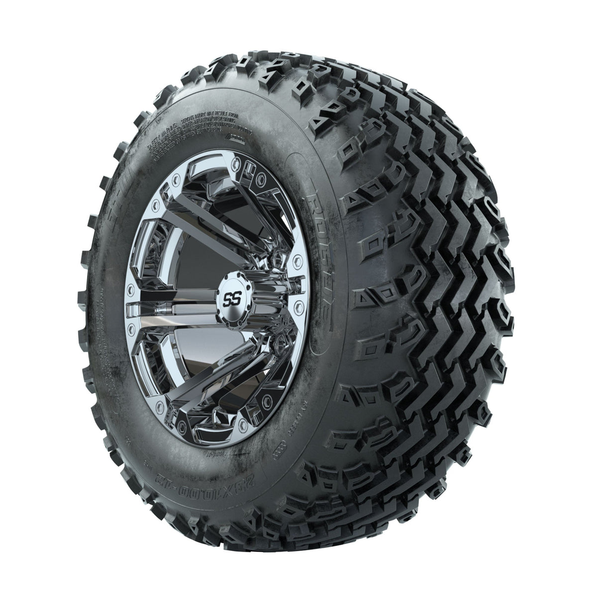 GTW Specter Chrome 12 in Wheels with 23x10.00-12 Rogue All Terrain Tires Full Set