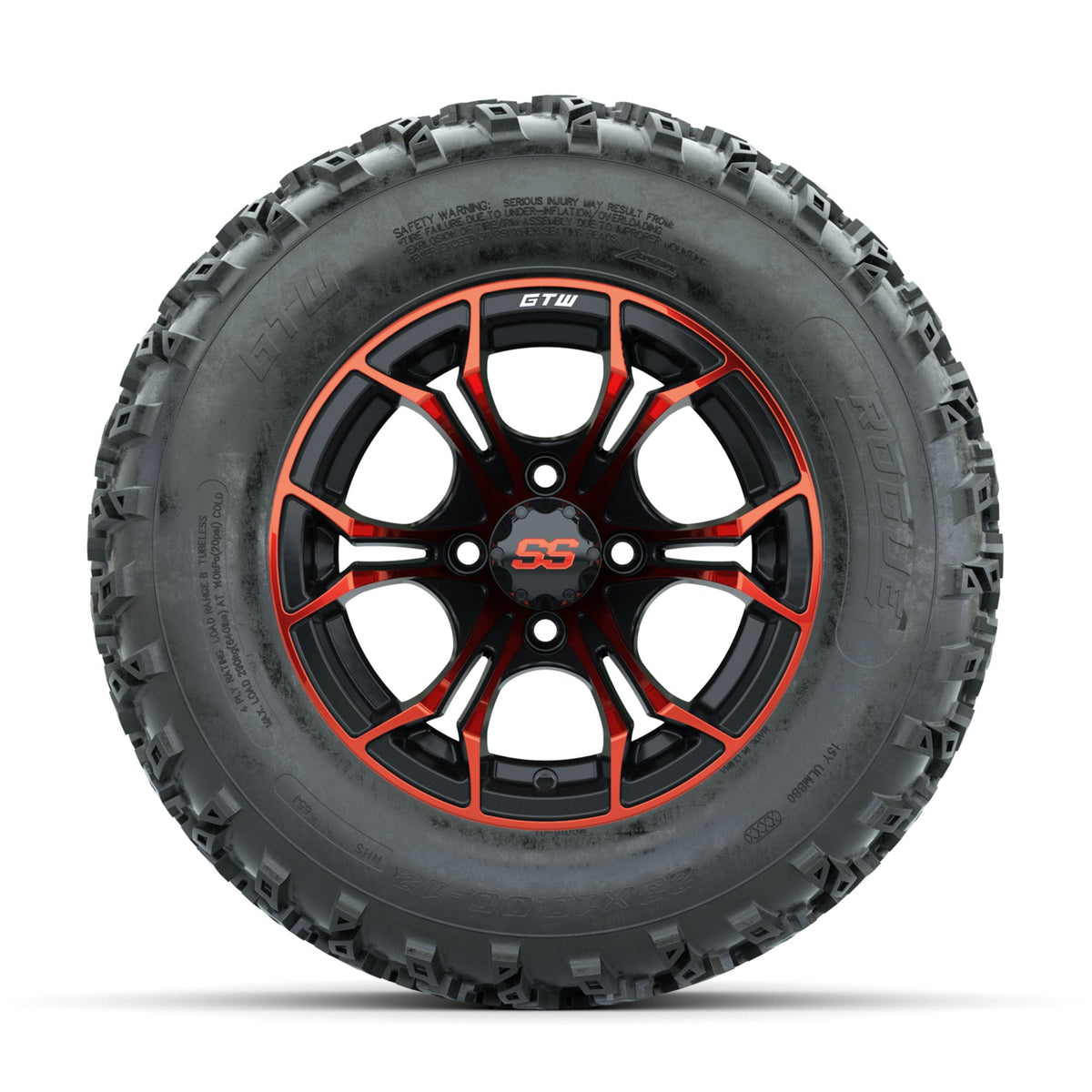 GTW Spyder Red/Black 12 in Wheels with 23x10.00-12 Rogue All Terrain Tires Full Set