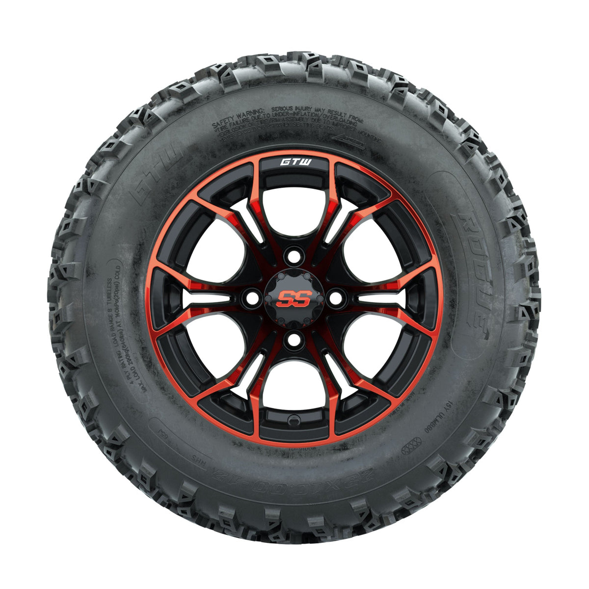 GTW Spyder Red/Black 12 in Wheels with 23x10.00-12 Rogue All Terrain Tires Full Set
