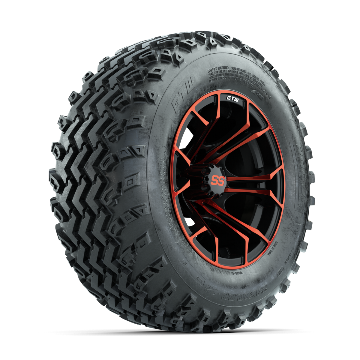 GTW Spyder Red/Black 12 in Wheels with 23x10.00-12 Rogue All Terrain Tires Full Set
