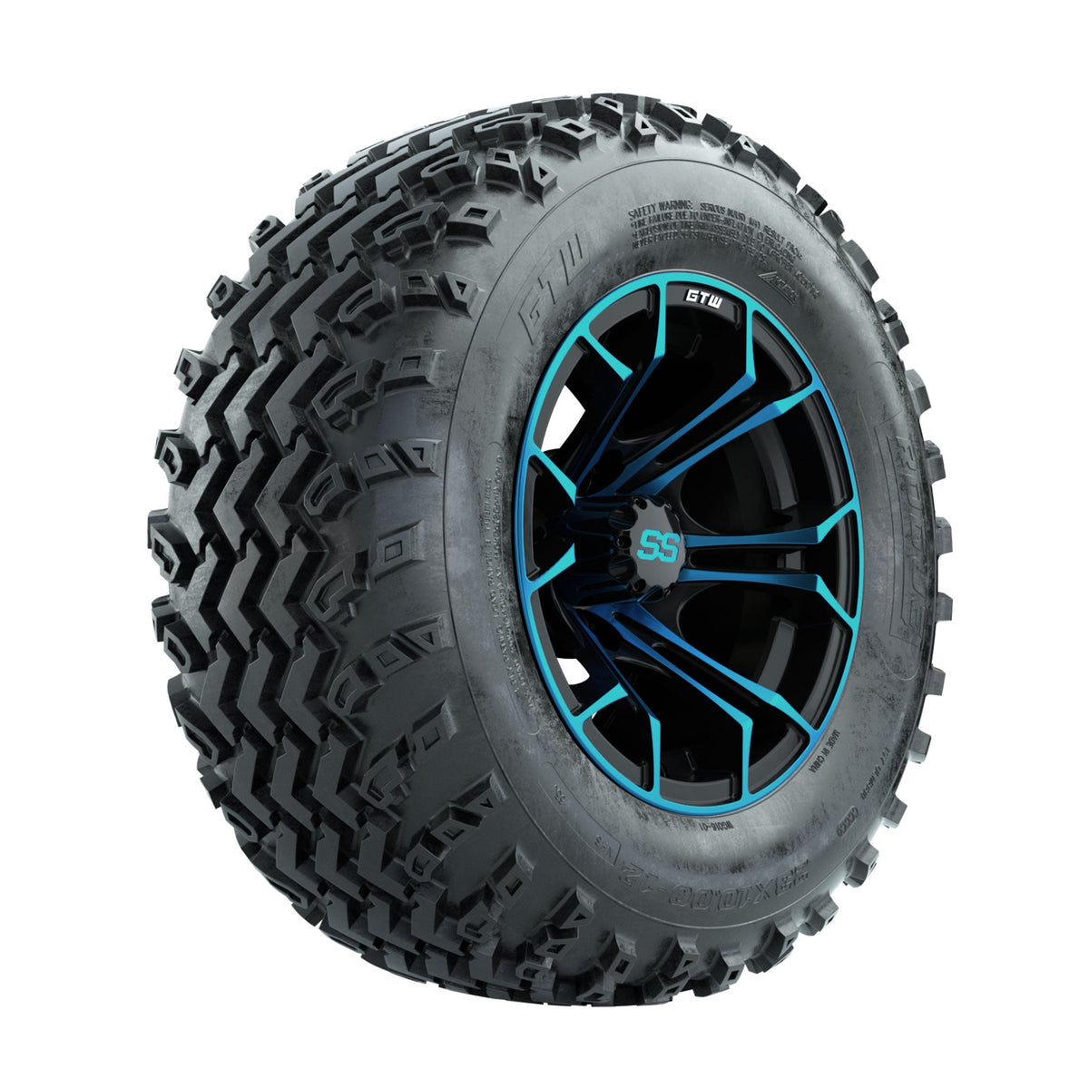 GTW Spyder Blue/Black 12 in Wheels with 23x10.00-12 Rogue All Terrain Tires Full Set