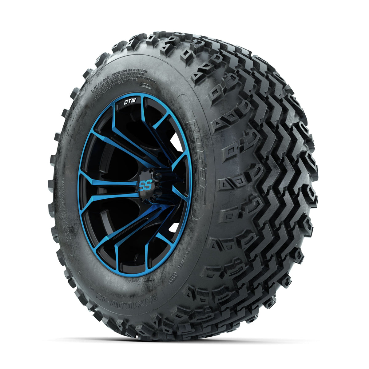 GTW Spyder Blue/Black 12 in Wheels with 23x10.00-12 Rogue All Terrain Tires Full Set