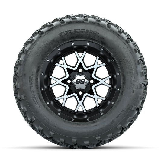 GTW Vortex Machined/Matte Black 12 in Wheels with 23x10.00-12 Rogue All Terrain Tires Full Set