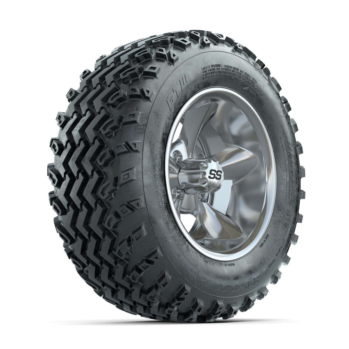 GTW Godfather Chrome 12 in Wheels with 23x10.00-12 Rogue All Terrain Tires Full Set