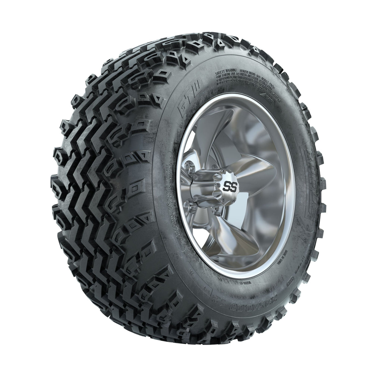 GTW Godfather Chrome 12 in Wheels with 23x10.00-12 Rogue All Terrain Tires Full Set