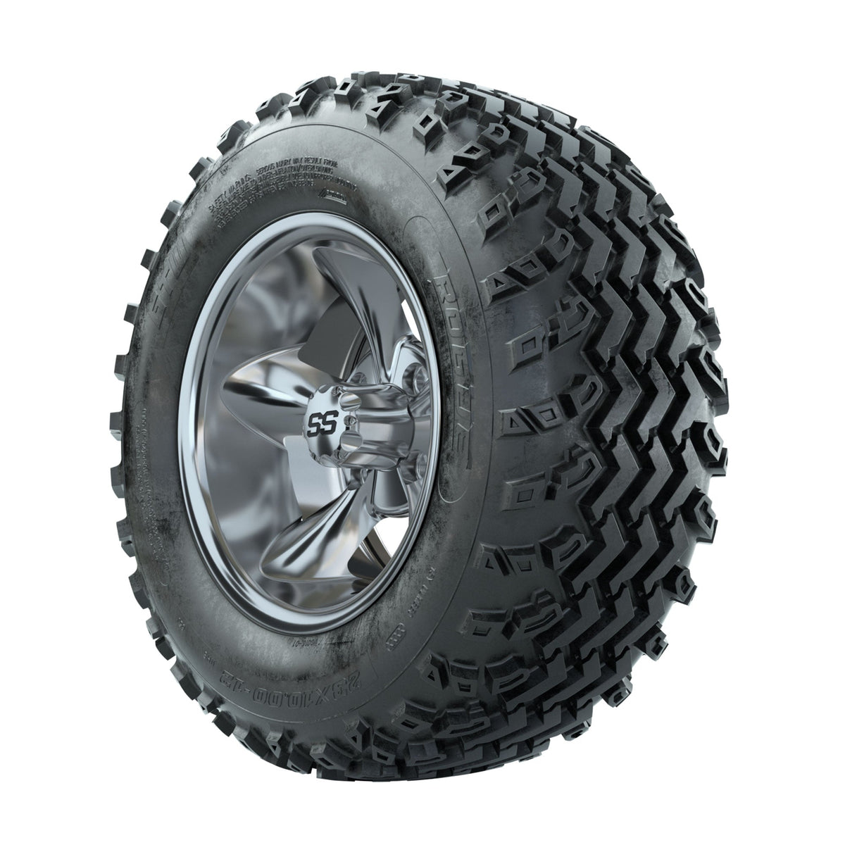 GTW Godfather Chrome 12 in Wheels with 23x10.00-12 Rogue All Terrain Tires Full Set