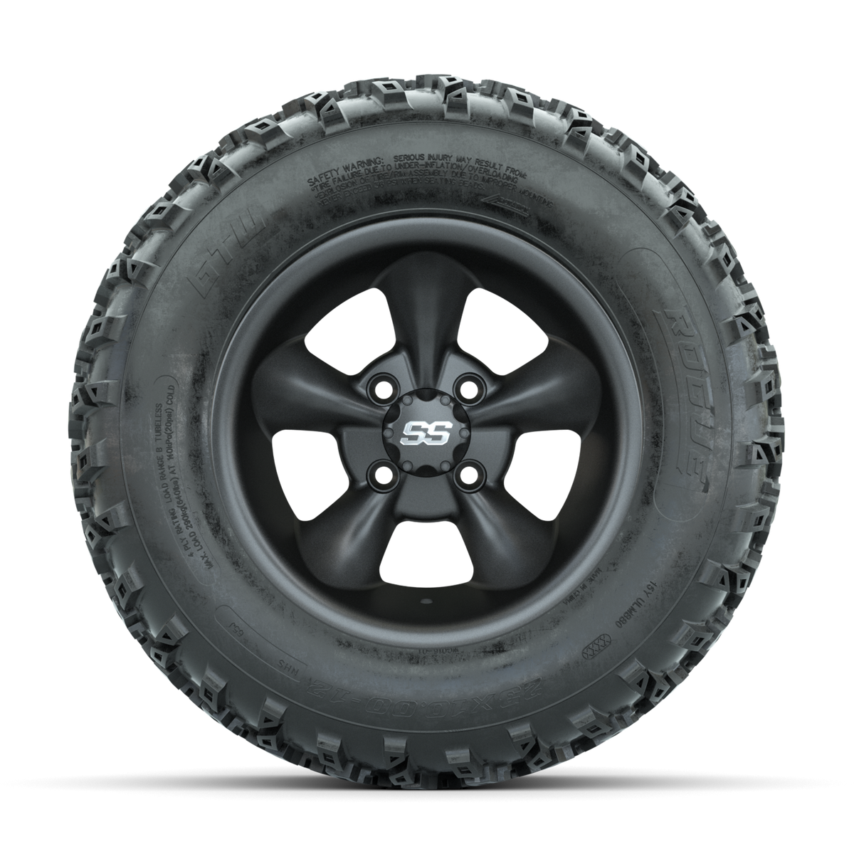 GTW Godfather Matte Grey 12 in Wheels with 23x10.00-12 Rogue All Terrain Tires Full Set