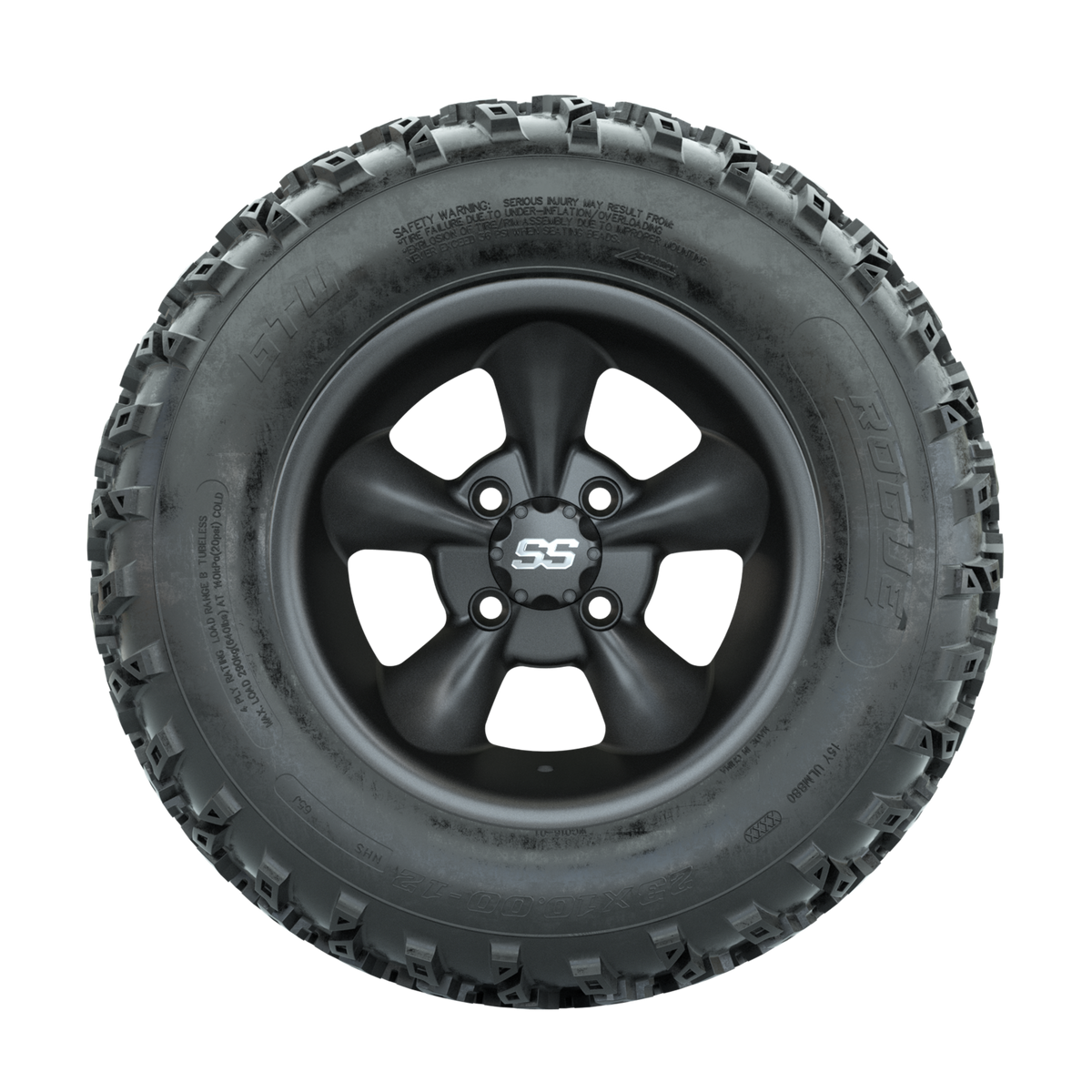 GTW Godfather Matte Grey 12 in Wheels with 23x10.00-12 Rogue All Terrain Tires Full Set