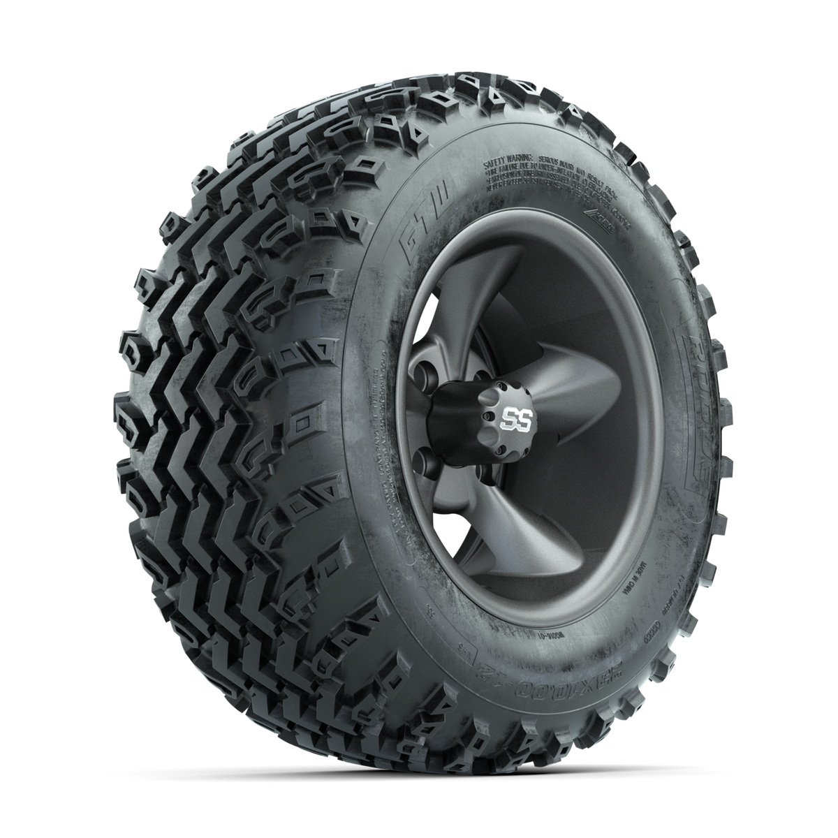 GTW Godfather Matte Grey 12 in Wheels with 23x10.00-12 Rogue All Terrain Tires Full Set