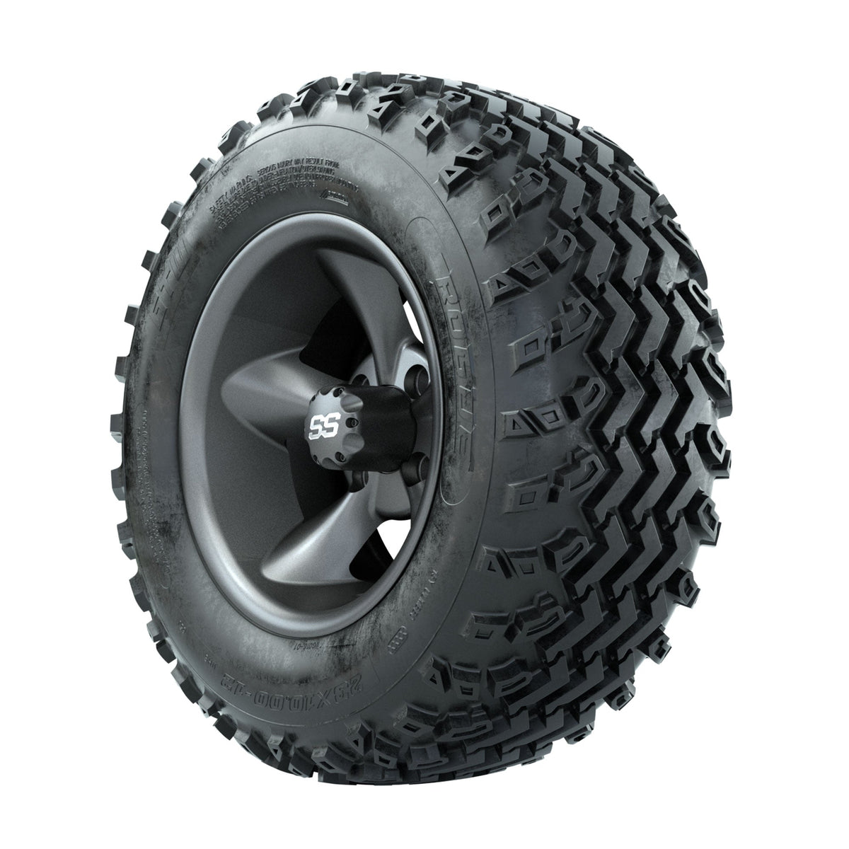 GTW Godfather Matte Grey 12 in Wheels with 23x10.00-12 Rogue All Terrain Tires Full Set
