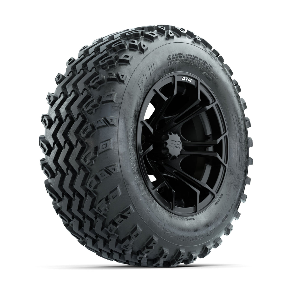 GTW Spyder Matte Black 12 in Wheels with 23x10.00-12 Rogue All Terrain Tires Full Set