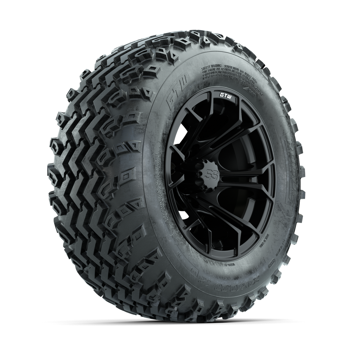 GTW Spyder Matte Black 12 in Wheels with 23x10.00-12 Rogue All Terrain Tires Full Set