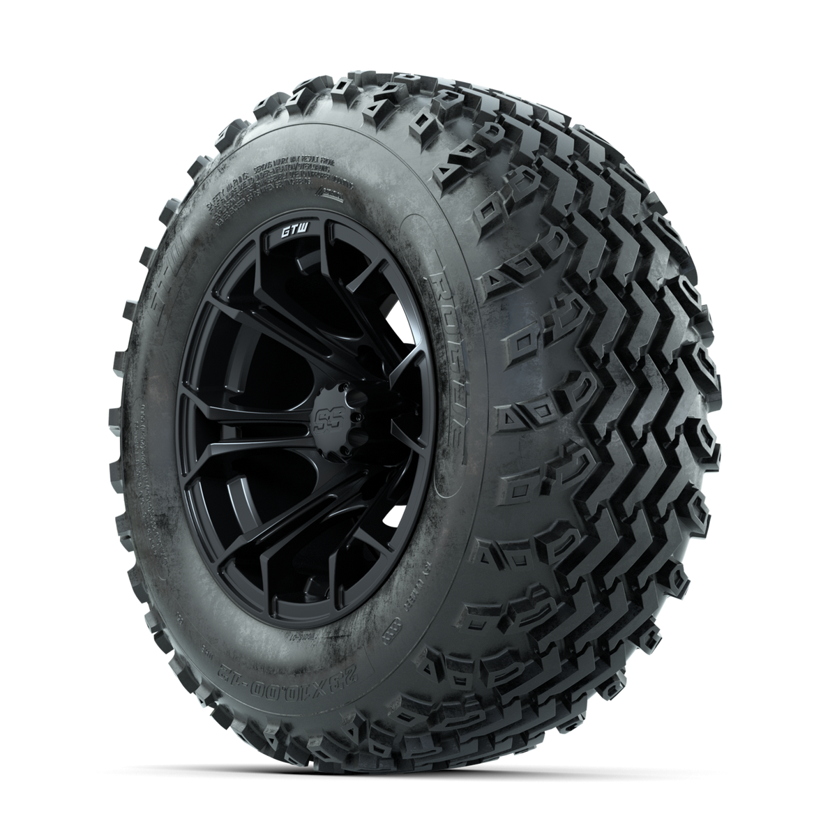 GTW Spyder Matte Black 12 in Wheels with 23x10.00-12 Rogue All Terrain Tires Full Set