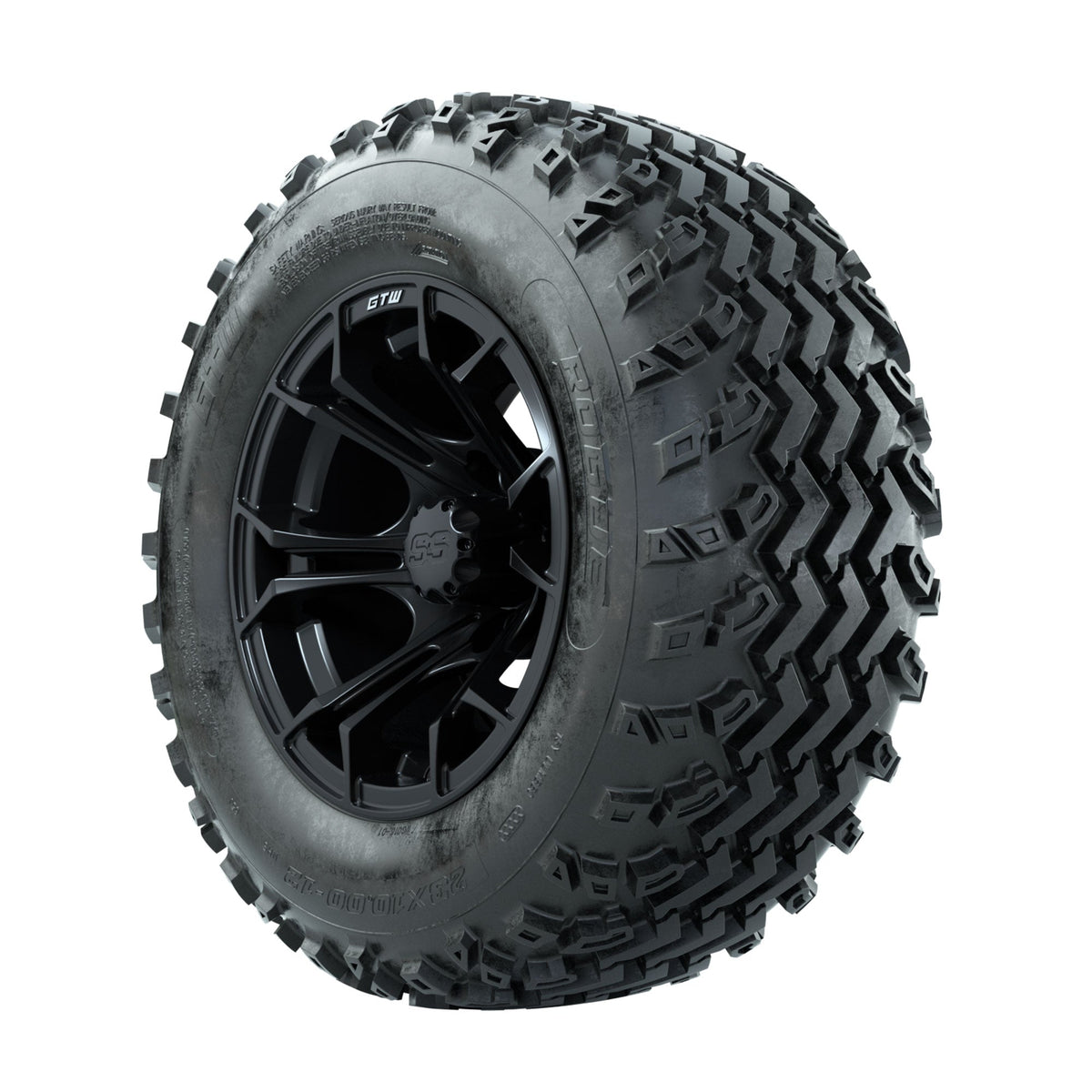 GTW Spyder Matte Black 12 in Wheels with 23x10.00-12 Rogue All Terrain Tires Full Set