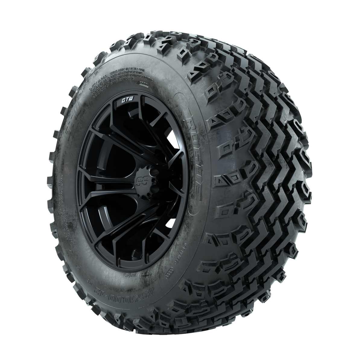 GTW Spyder Matte Black 12 in Wheels with 23x10.00-12 Rogue All Terrain Tires Full Set