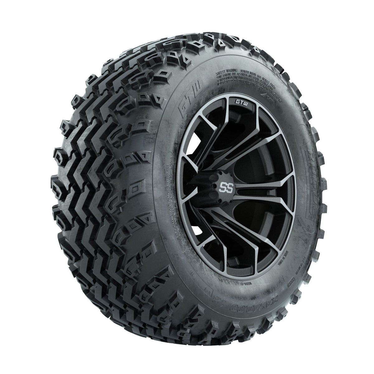 GTW Spyder Machined/Grey 12 in Wheels with 23x10.00-12 Rogue All Terrain Tires Full Set