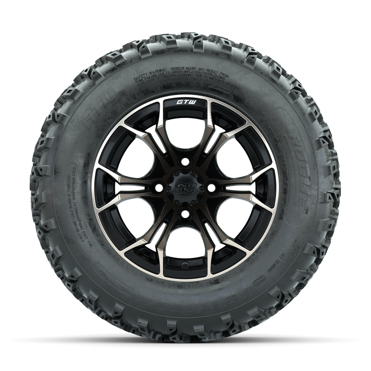 GTW Spyder Bronze/Matte Black 12 in Wheels with 23x10.00-12 Rogue All Terrain Tires Full Set