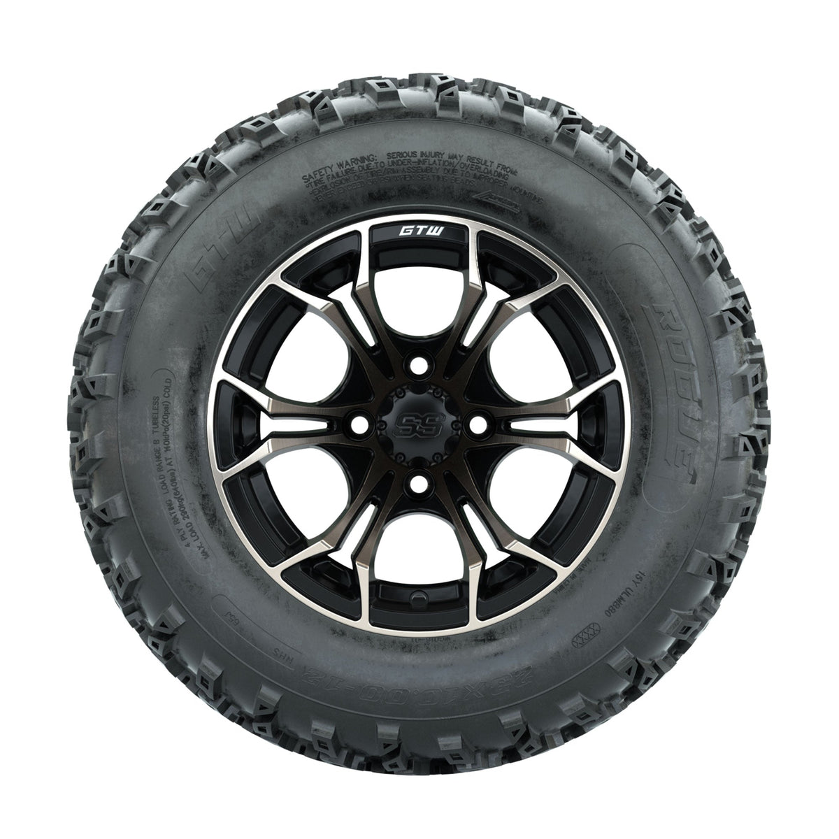 GTW Spyder Bronze/Matte Black 12 in Wheels with 23x10.00-12 Rogue All Terrain Tires Full Set