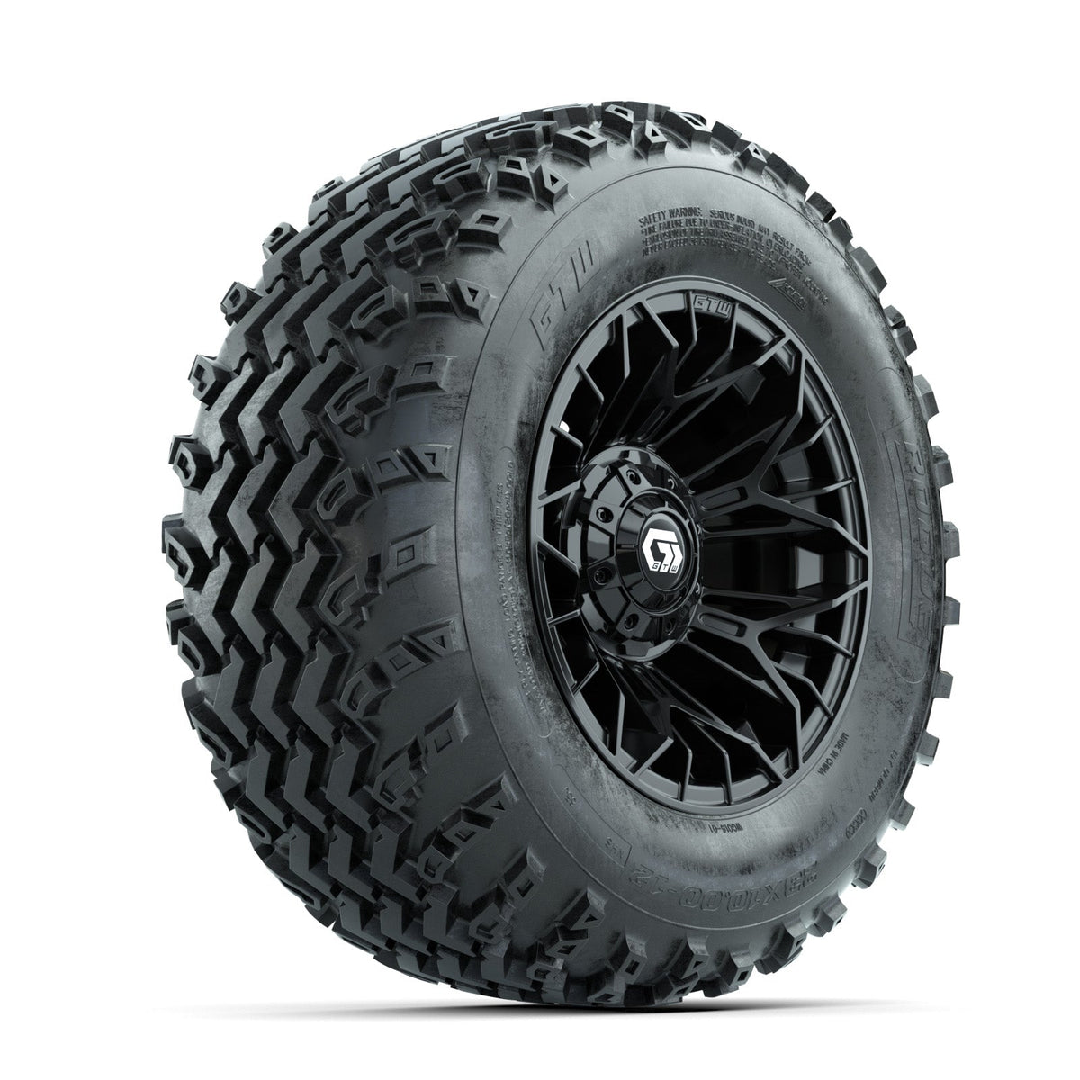 GTW Stellar Black 12 in Wheels with 23x10.00-12 Rogue All Terrain Tires Full Set