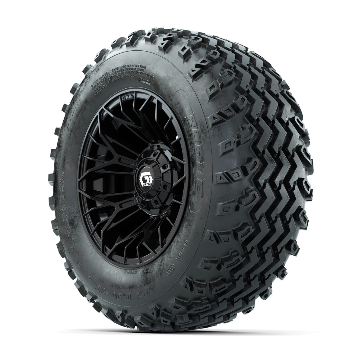 GTW Stellar Black 12 in Wheels with 23x10.00-12 Rogue All Terrain Tires Full Set