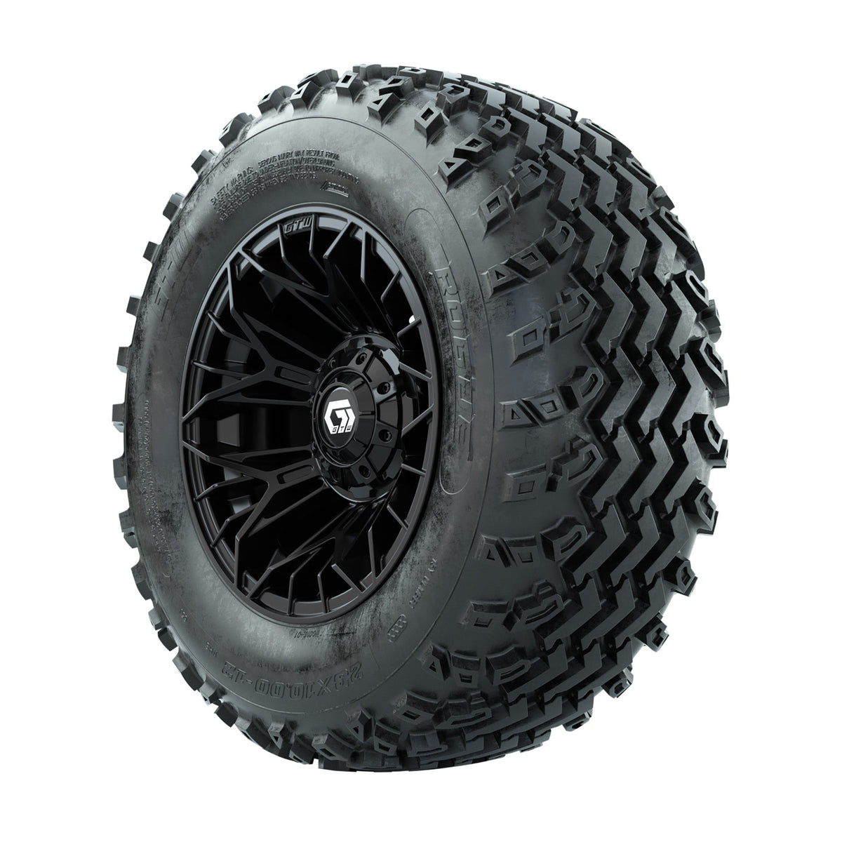 GTW Stellar Black 12 in Wheels with 23x10.00-12 Rogue All Terrain Tires Full Set