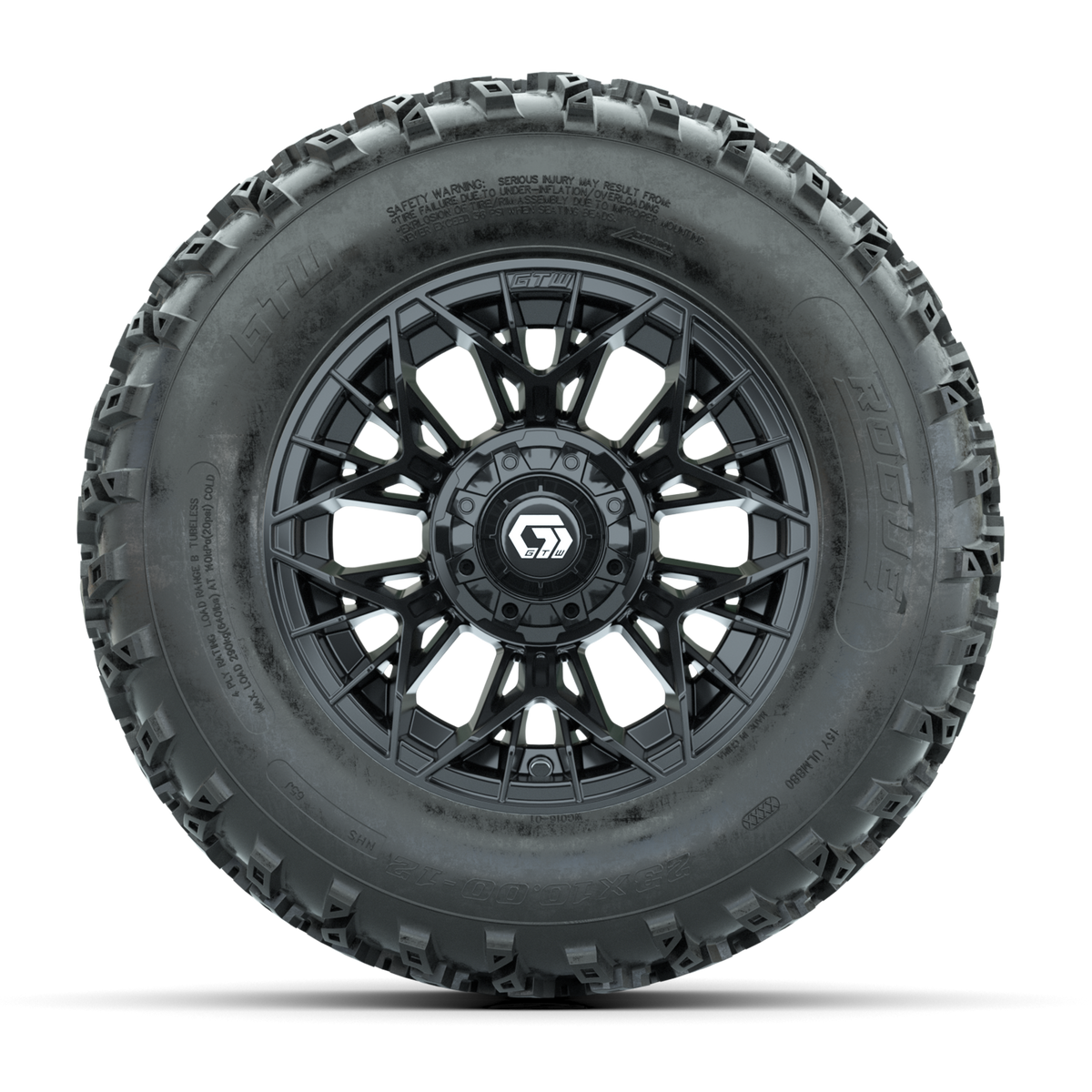 GTW Stellar Black 12 in Wheels with 23x10.00-12 Rogue All Terrain Tires Full Set