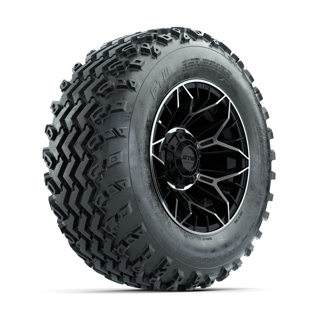 GTW Stellar Machined/Black 12 in Wheels with 23x10.00-12 Rogue All Terrain Tires Full Set