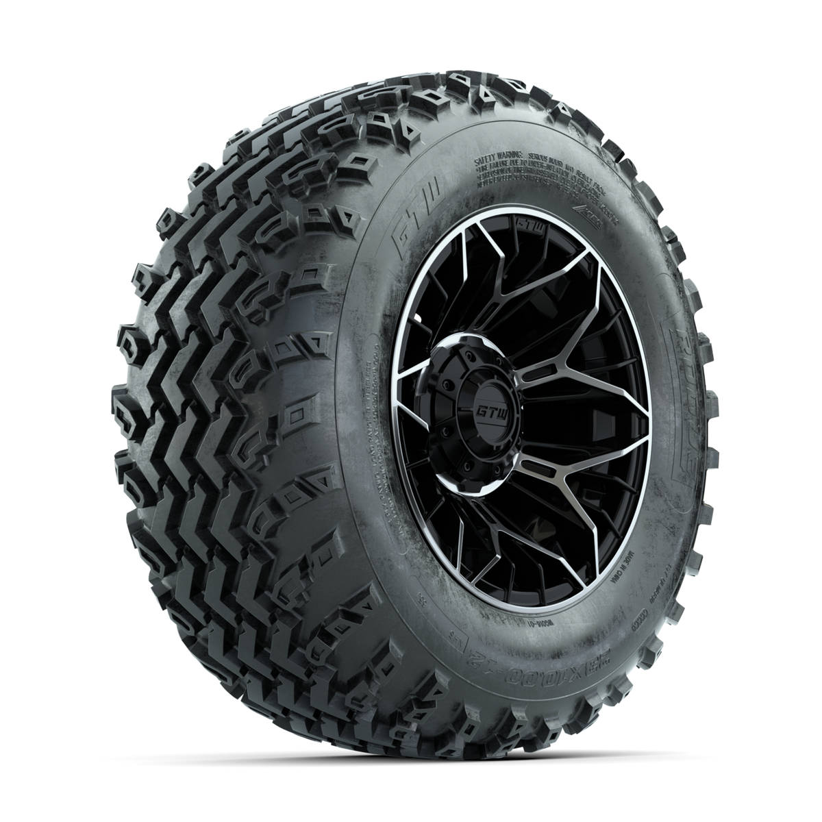 GTW Stellar Machined/Black 12 in Wheels with 23x10.00-12 Rogue All Terrain Tires Full Set