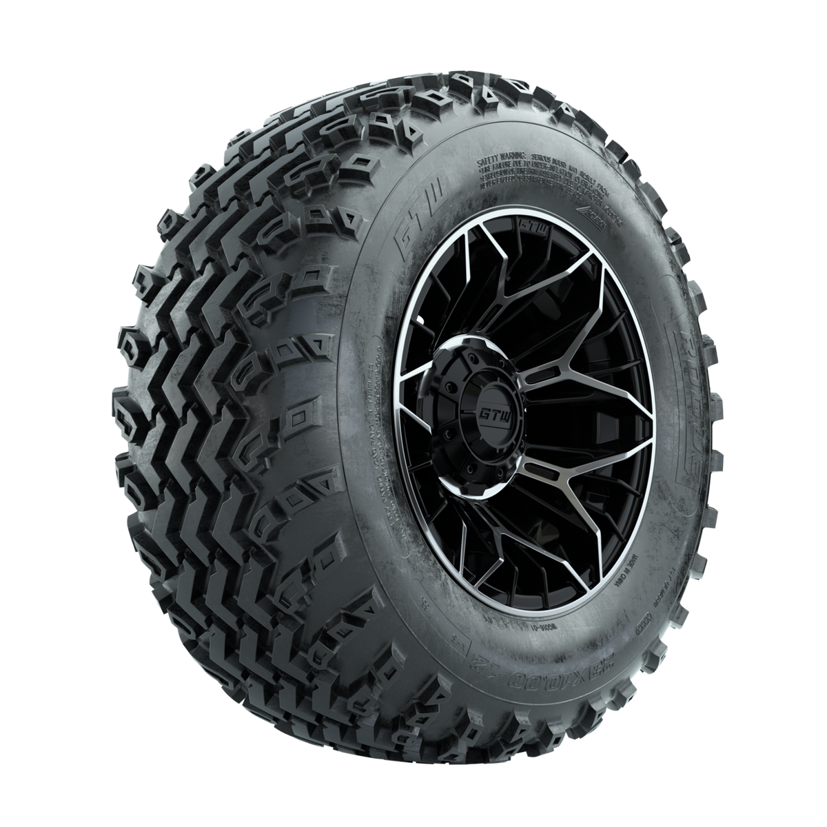 GTW Stellar Machined/Black 12 in Wheels with 23x10.00-12 Rogue All Terrain Tires Full Set